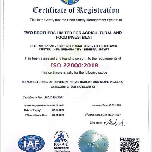 ISO 22000 Certificate